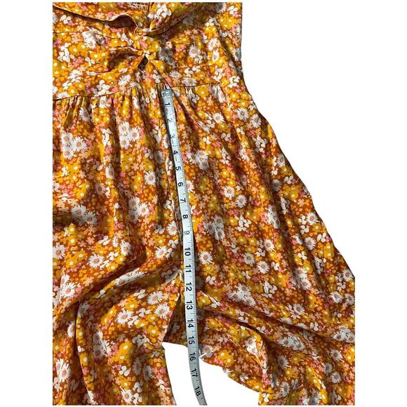 Larsyn & Lily Floral Burnt Orange Jumpsuit Smock Back Deep V-Neck Size Large - Picture 11 of 15